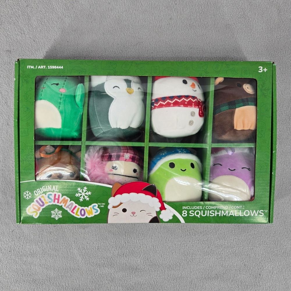 Squishmallows 4" Holiday Squad 8-Pack Plush Set Kids Christmas Festive 2024